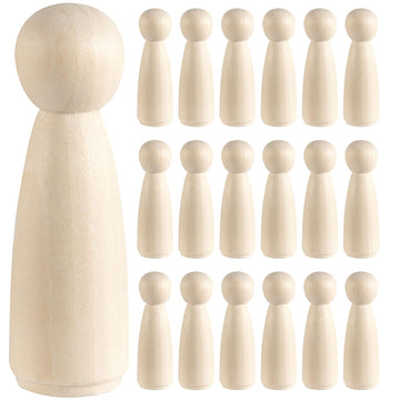 HOIGON 30 PCS 3.5 Inch Wooden Peg Dolls, 90mm Unfinished Angel Girl Wooden Peg Doll People for Crafts, Wedding, Cake Toppers, Painting, Decor