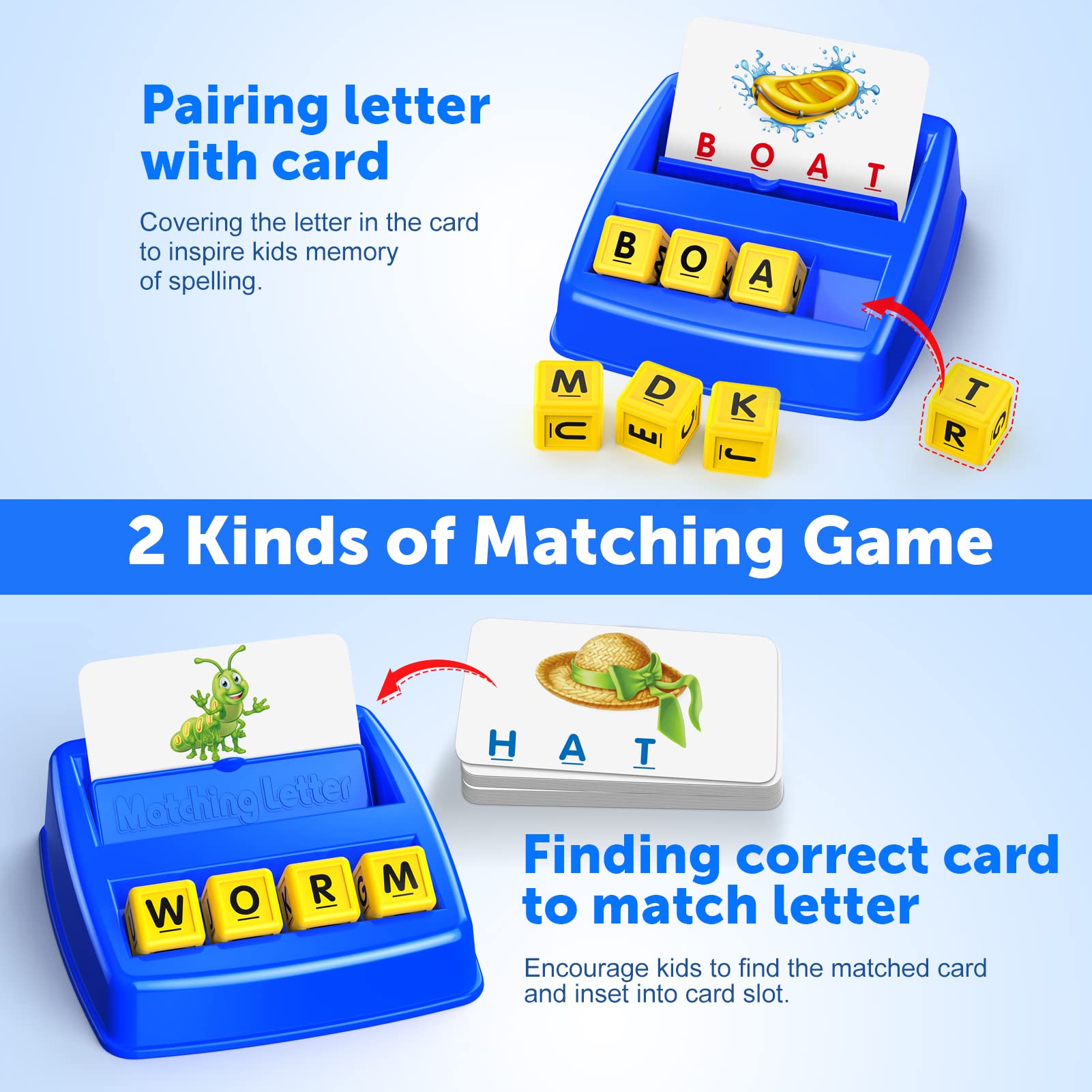 Learning Games for Kids Ages 3-8, Matching Letter Game for Kids Toys Ages 3-8 Educational Toys for 3-8 Year Olds Boys Girls Birthday Party Easter