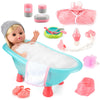 SUKIPIN Baby Doll Bath Set, Baby Dolls for 5 Year Old Girls for Easter Basket Stuffers, Doll Bathtub Toys for 3 4 5 Years Old Girl Birthday Gifts