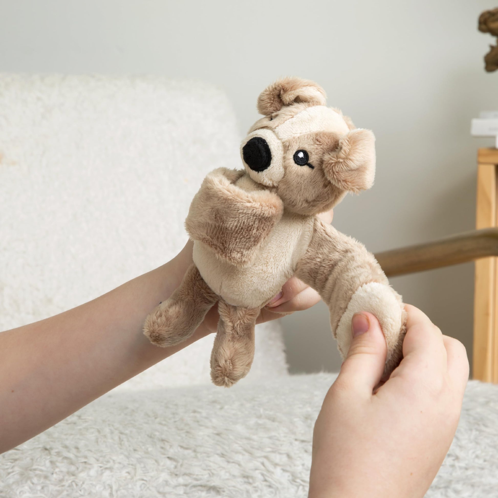 HUGIMALS Hug Babies Charlie the Puppy Cute Mini Plush Stuffed Animal Bracelet for Kids | Soft & Cuddly Portable Comfort Adorable On-The-Go Companion