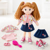 June Garden 14” Snuggle Cutie Doll - Gracie - Soft Plush Doll for Girls and Toddlers - Removable Clothes and Shoes