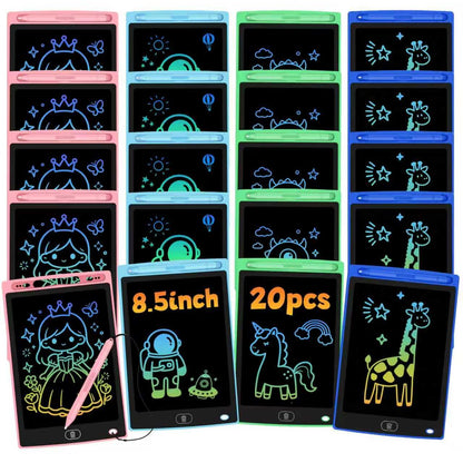Glochin 20 Pack LCD Writing Tablet for Kids, Erasable and Reusable Toddler Doodle Board in 8.5 inch, Ideal Educational Drawing Pad for Learning Toy