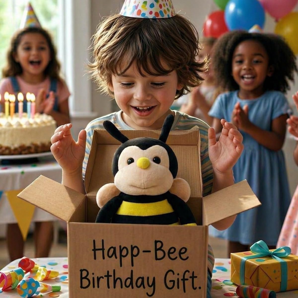 Garden Buzz Cuties Nana The Bee with Smile Face and Yellow Wings Plush Bumblebee Stuffed Animal Shaped Soft Bug Insect Toy Plushie Present