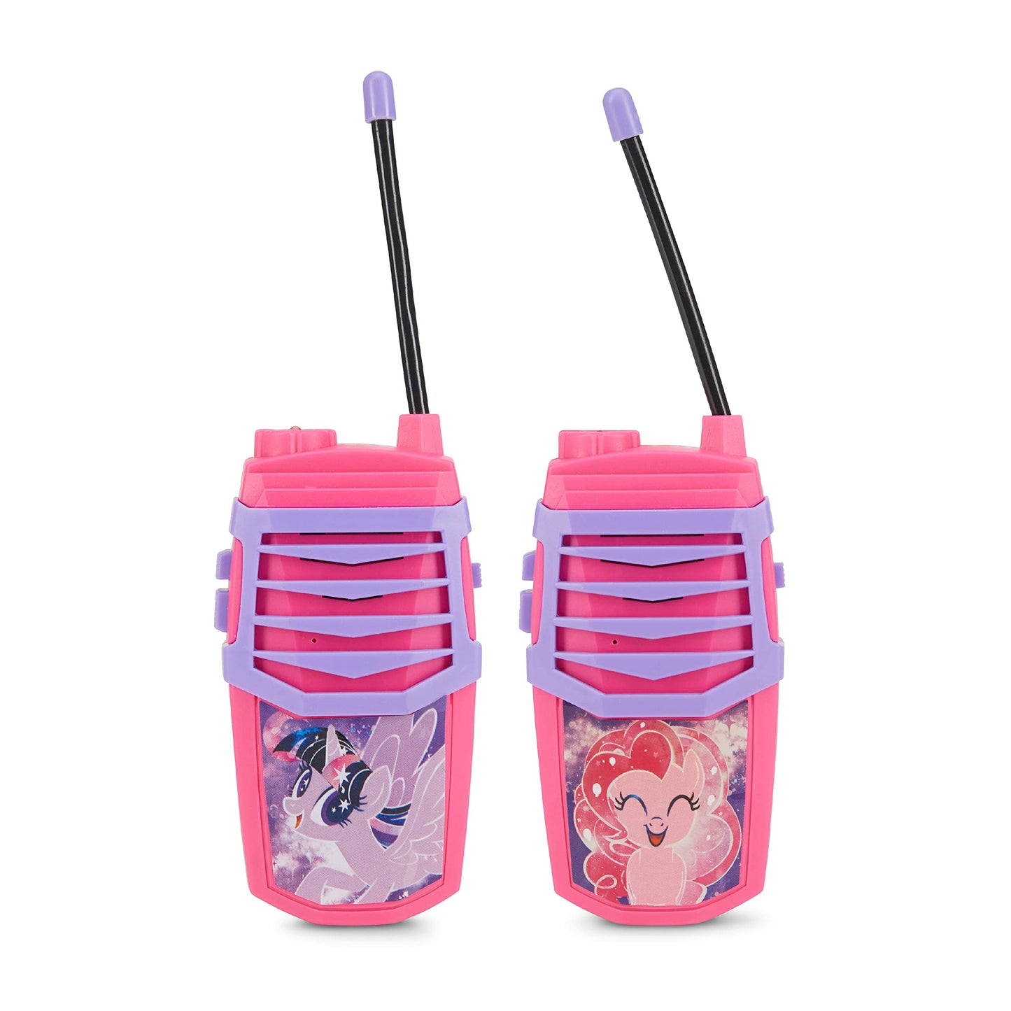Sakar My Little Pony Molded Walkie Talkie for Kids, Safe and Flexible Antenna, Over 1000ft Range, Easy-to-Use Power Switch, Belt Clip, Pack of 2