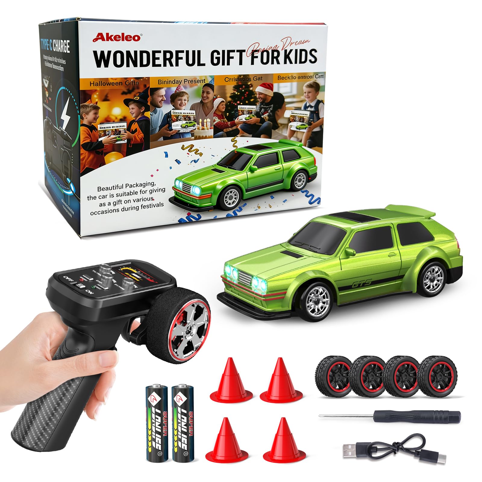 Dingdongwu 1/43 Mini RC Drift Car with Gyroscope, 4WD Full Proportional RC Car, 2.4GHZ Hobby Grade Remote Control Cars, RTR Model Vehicle, 20+KM/H
