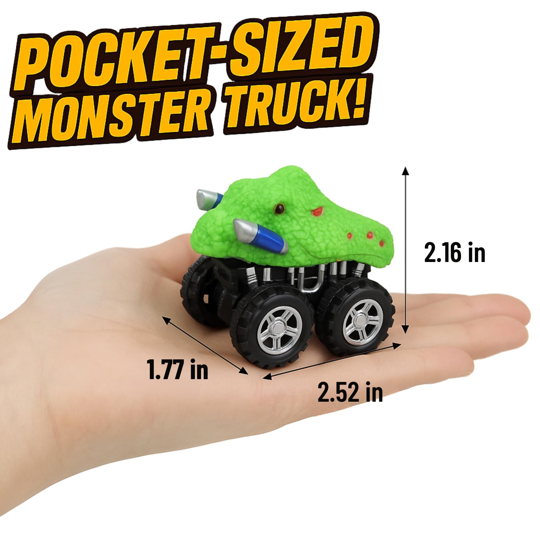 Liberty Imports 12 Pack Monster Truck Pull Back Cars, Large Animal Toy Pullback Racers Vehicles Party Favors Play Set for Kids, Boys, Toddlers