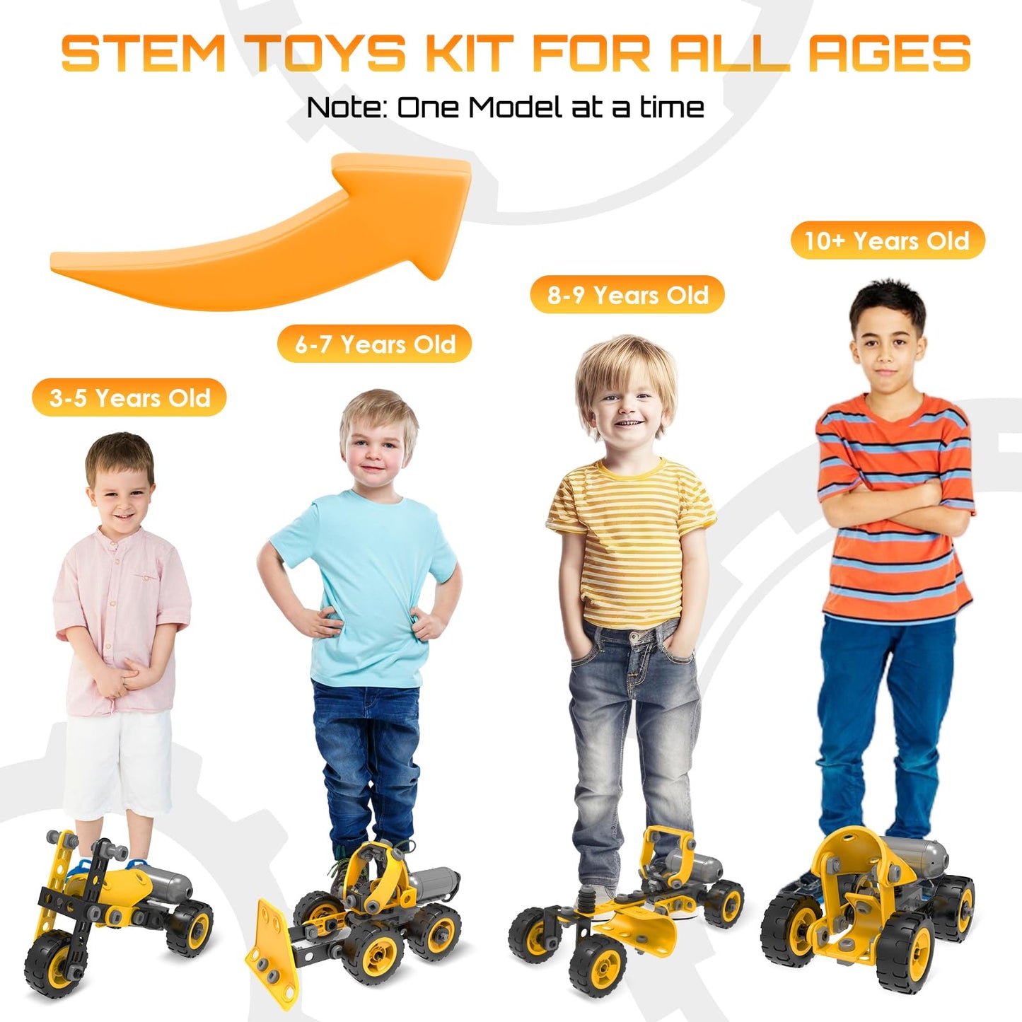 10 in 1 Kids STEM Building Toys, Electric Building Blocks Toys Set for 5 6 7 8+ Year Old Boy, Educational STEM Learning Construction Excavator Kit