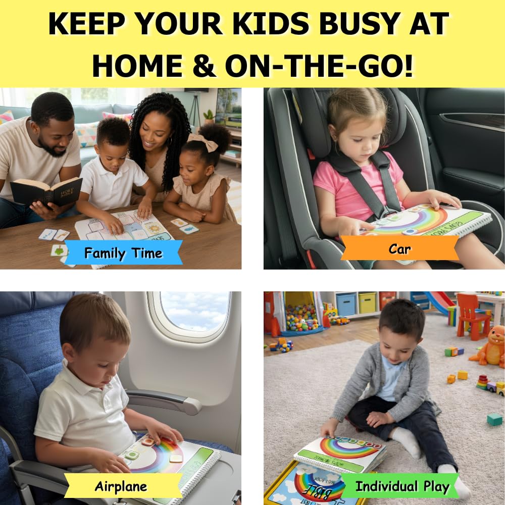 Bible Busy Book for Toddlers Ages 3 and Up - Montessori Sensory Toys Busy Board Homeschool Preschool Learning Activities - Gifts for 3 Year Old Boys