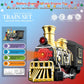 Electric Train Set with 3D Elevated Tracks Music, Locomotive Passenger Carriages, Lights & Quiet Mode Christmas Train for Kids Birthday Gift Holiday