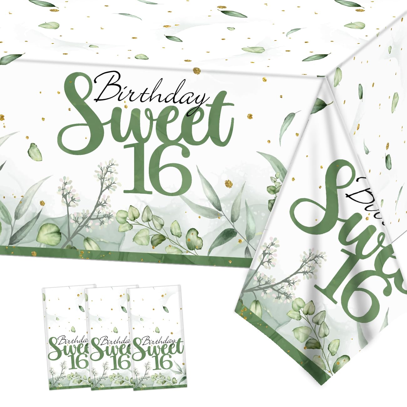 PATIAI Sweet 16 Party Decorations 3Pack Sweet 16th Tablecloths