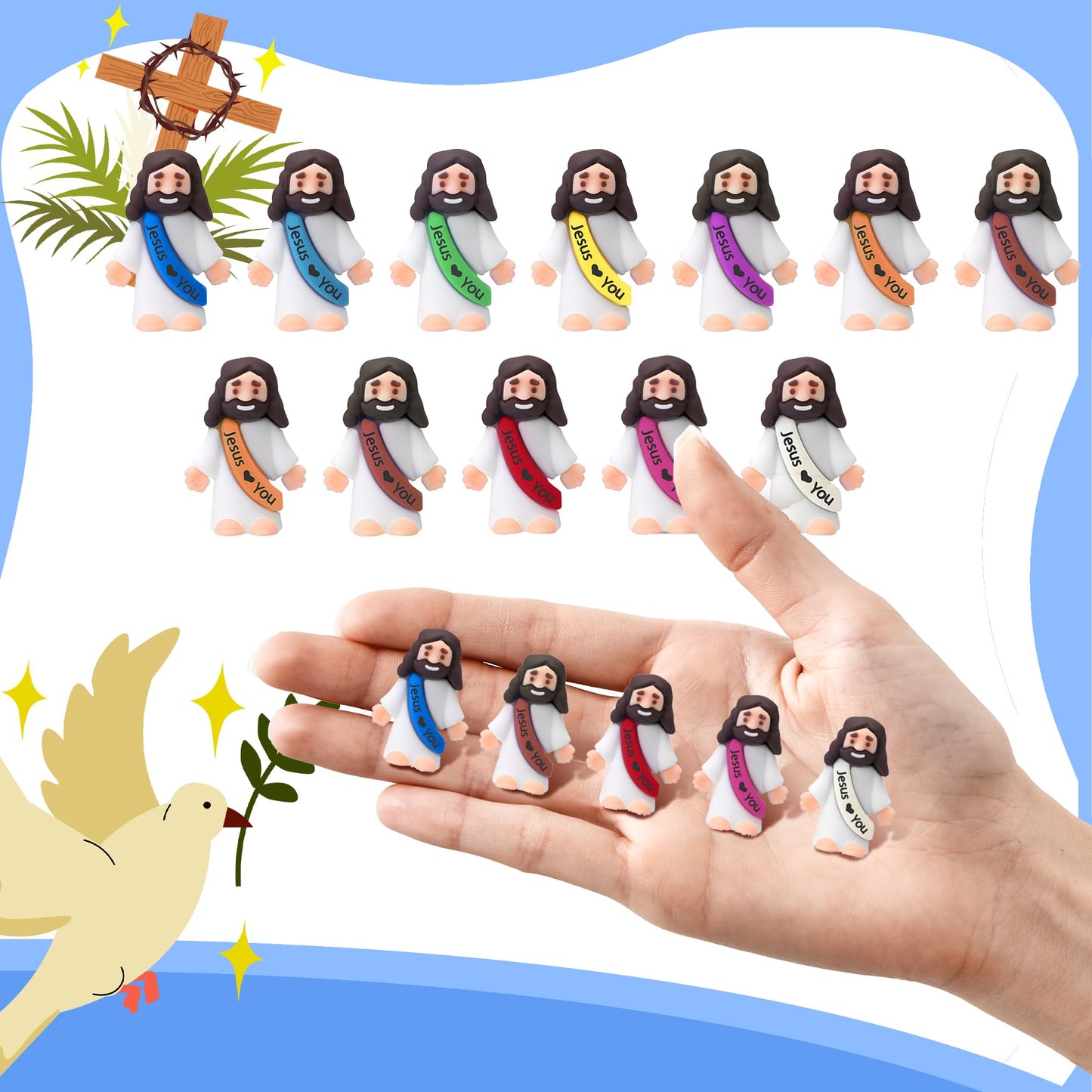 120Pcs Little Jesus Figures, 120pcs Action Figures Little Jesus Figurines in Bulk, Jesus Love You Figures, Religious Gifts for Christians Women Mom