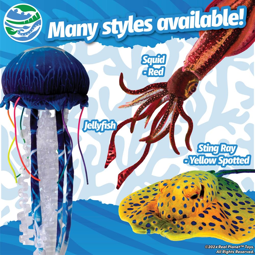 Real Planet Jellyfish Stuffed Animal - Cute Plush Stuffed Animals for Kids, Sea Animal Plush Squishy, Life Size Plush Decor, Jellyfish Fishing Toys