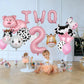 19 PCS Farm Animal Theme Party Balloons, Farm Cow Print Sheep Pig Donkey Mylar Foil Balloons Baby Shower Boy Girl 2nd Birthday Party Decor Supplies