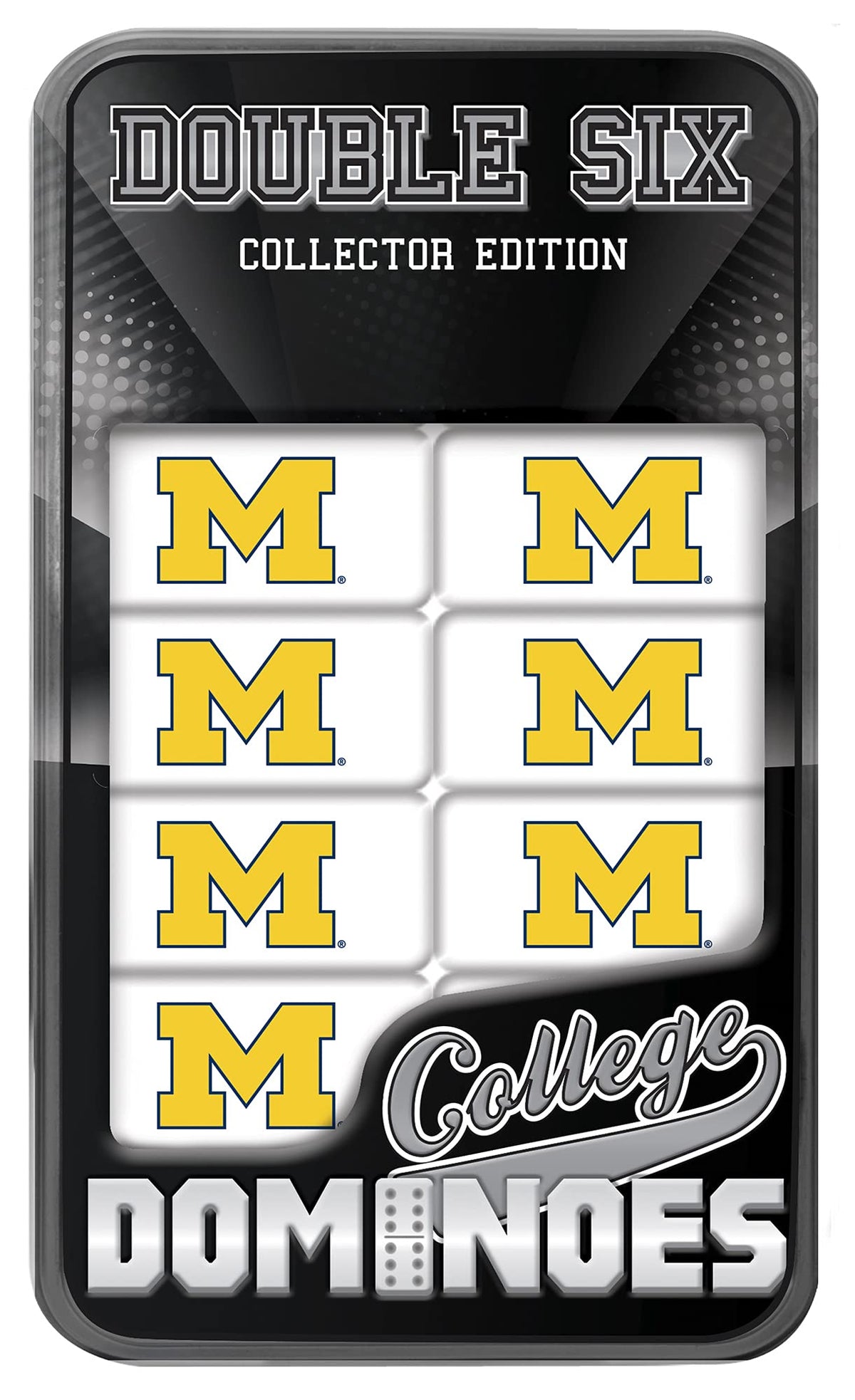 MasterPieces Game Day - NCAA Michigan Wolverines - 28 Piece Team Logo Double Six Domino Set