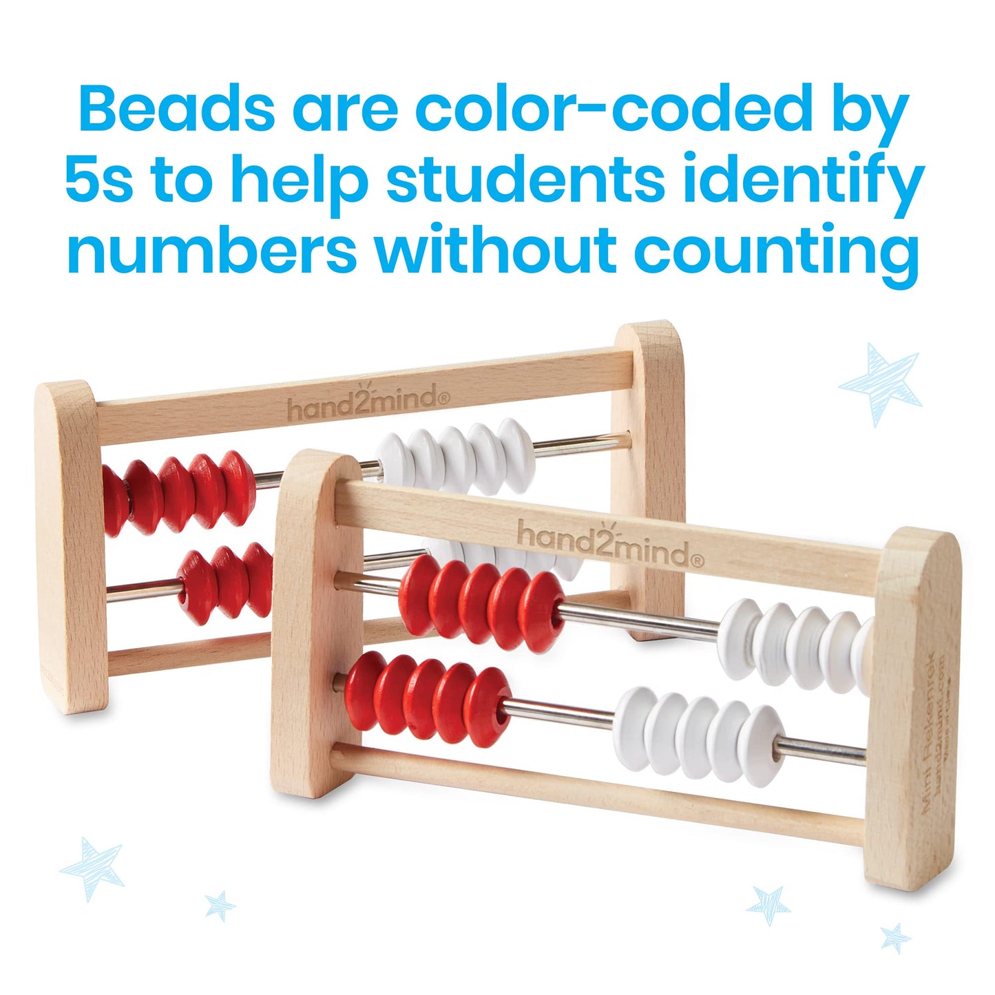hand2mind Mini 20-Bead Wooden Rekenrek, Number Rack for Kids, Abacus for Kids Math, Counting Beads, Math Manipulatives, Elementary Teacher Must Haves