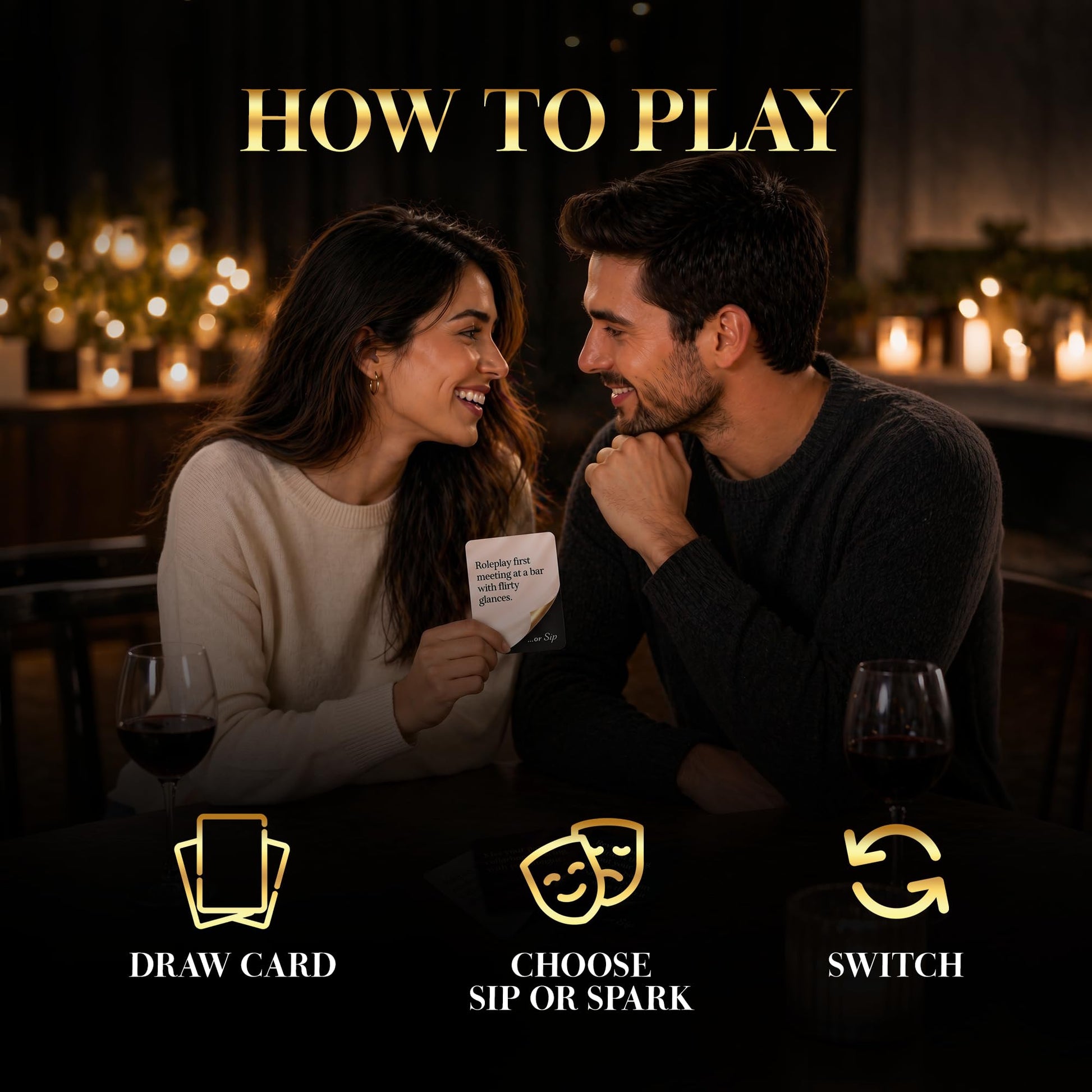Sip or Spark Couples Card Game, a romantic twist on Truth or Dare,120 cards, Date Night Cards for Two, Relationship Challenge Deck, Funny Questions
