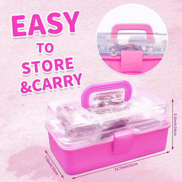 Bobbie Art Arts and Crafts Supplies for Kids- Ultimate Crafting Supply Carboodle in Portable 3 Layered Dark Pink Plastic Art Art Crafting Kit Birthday