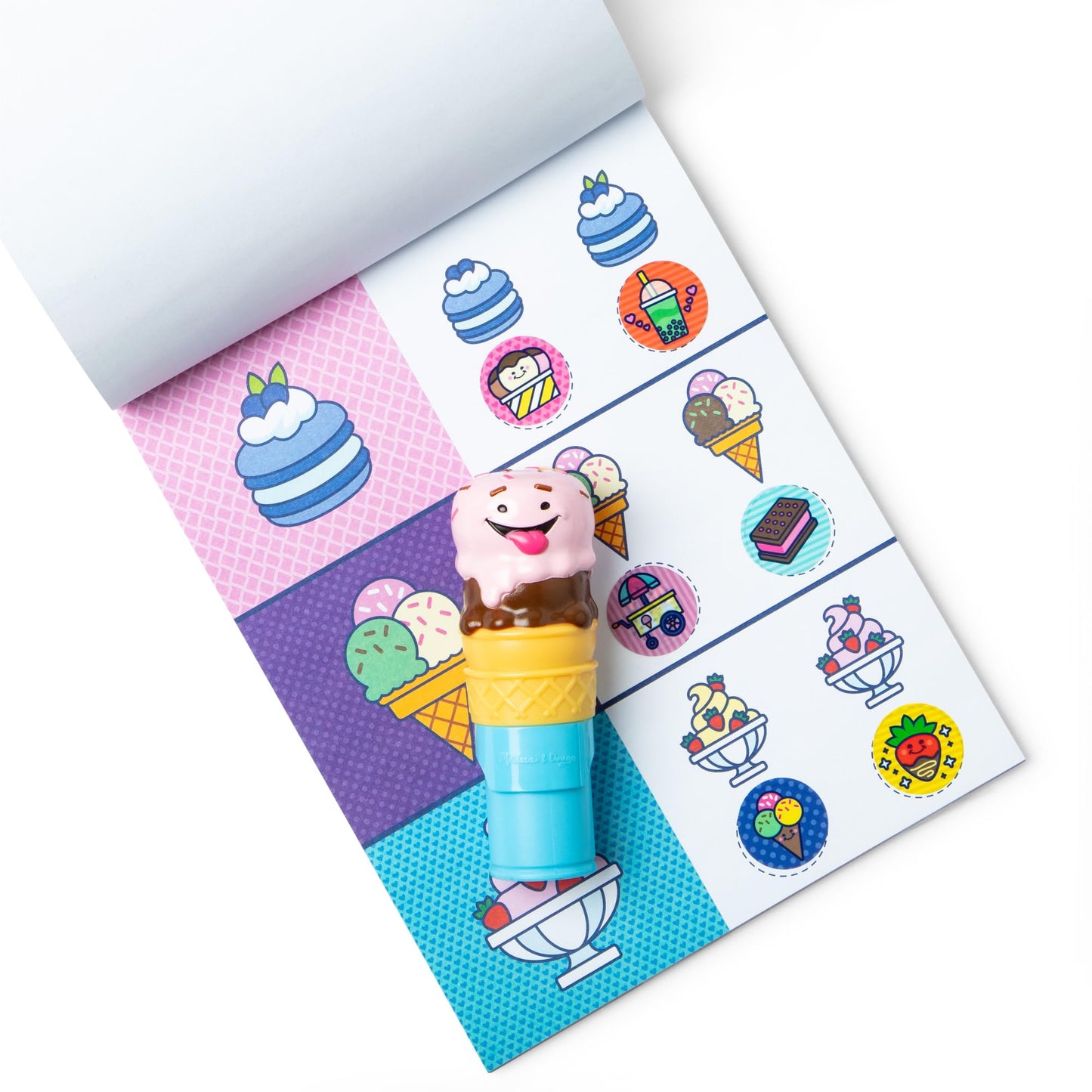 Melissa & Doug Sticker Wow!™ Ice Cream Bundle: 24-Page Activity Book, Refillable Sticker Stamper, Mini Pad, 500 Stickers, Arts and Crafts for Kids