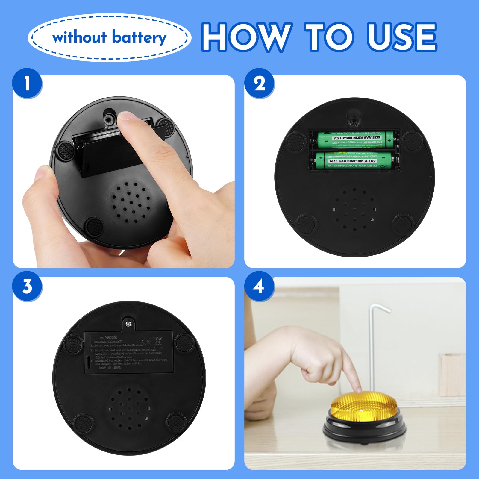 AndiluluBear Buzzers for Trivia Games, Family Feud Buzzers for Adults, Game Buzzers with Lights and Sound, Answer Buzzers for Classroom, Perfect