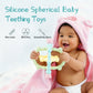 VISEWI Silicone Teething Toys for Babies 3-6 Months, 2 Pack Infant Food Grade Teether Balls with Easy Hold Handle, Detachable Baby Chew Toy