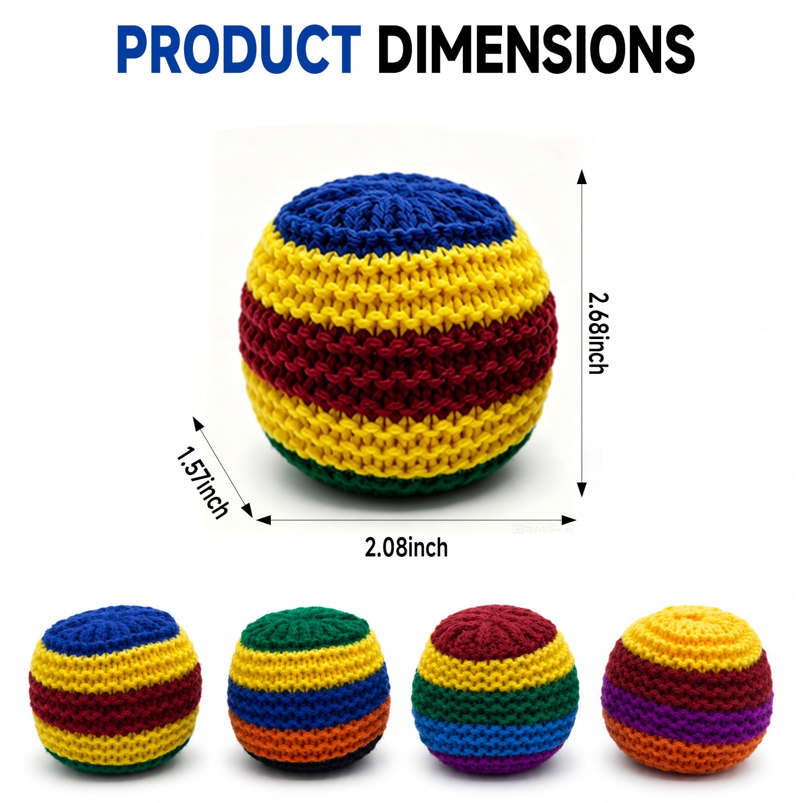HEJUYUYANG Handmade Crocheted Footbag Pack of 4 Durable Knit Kick Bags, Soft Woven Juggling Balls for Coordination Training, Outdoor Play, Party Games
