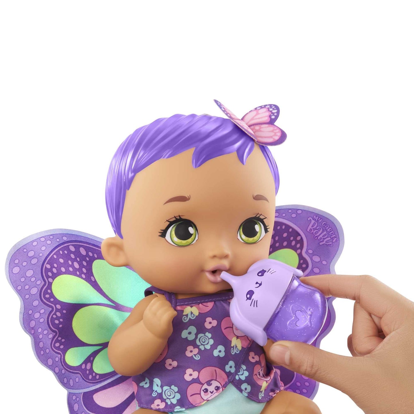 My Garden Baby Feed and Change Baby Butterfly Doll (30 cm / 12 Inch), Reusable Diaper, Removable Clothes & Wings, Multicolour, Gift for Kids 3Y+