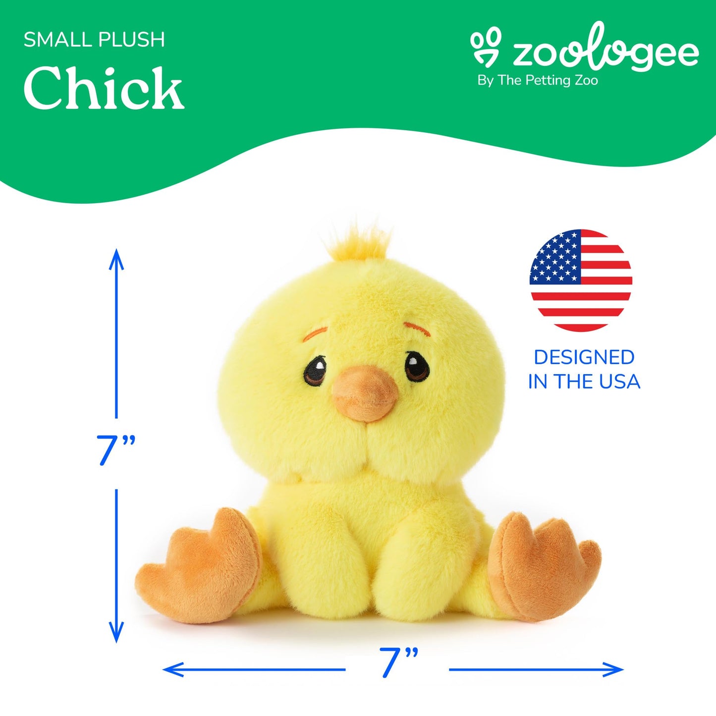 The Petting Zoo Chick Stuffed Animal Plushie, Gifts for Kids, Snugletz Zoologee Plush Toy, 7 in