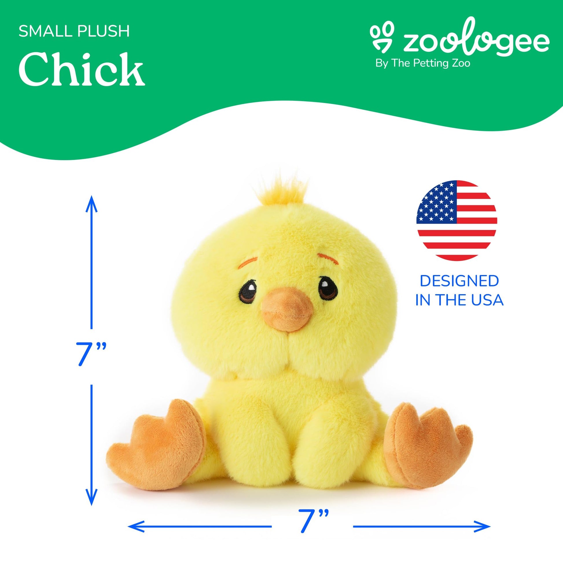The Petting Zoo Chick Stuffed Animal Plushie, Gifts for Kids, Snugletz Zoologee Plush Toy, 7 in
