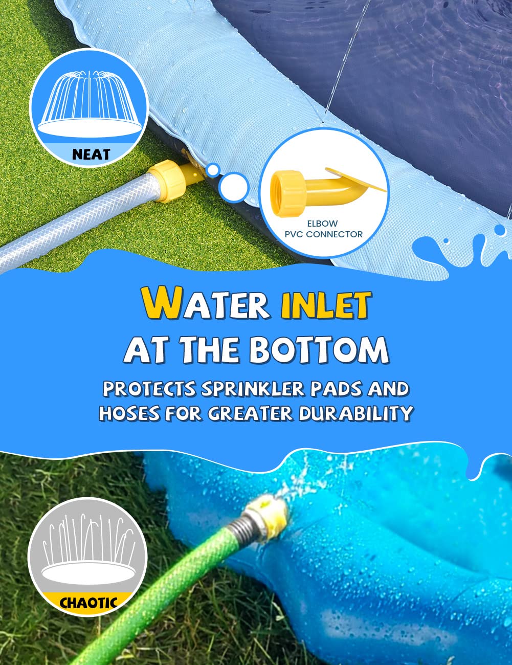 VISTOP 67" Non-Slip Splash Pad for Kids and Dogs, Thickened Sprinkler Pool for Toddlers, Outdoor Backyard Water Toys, Fun Fountain Play Mat