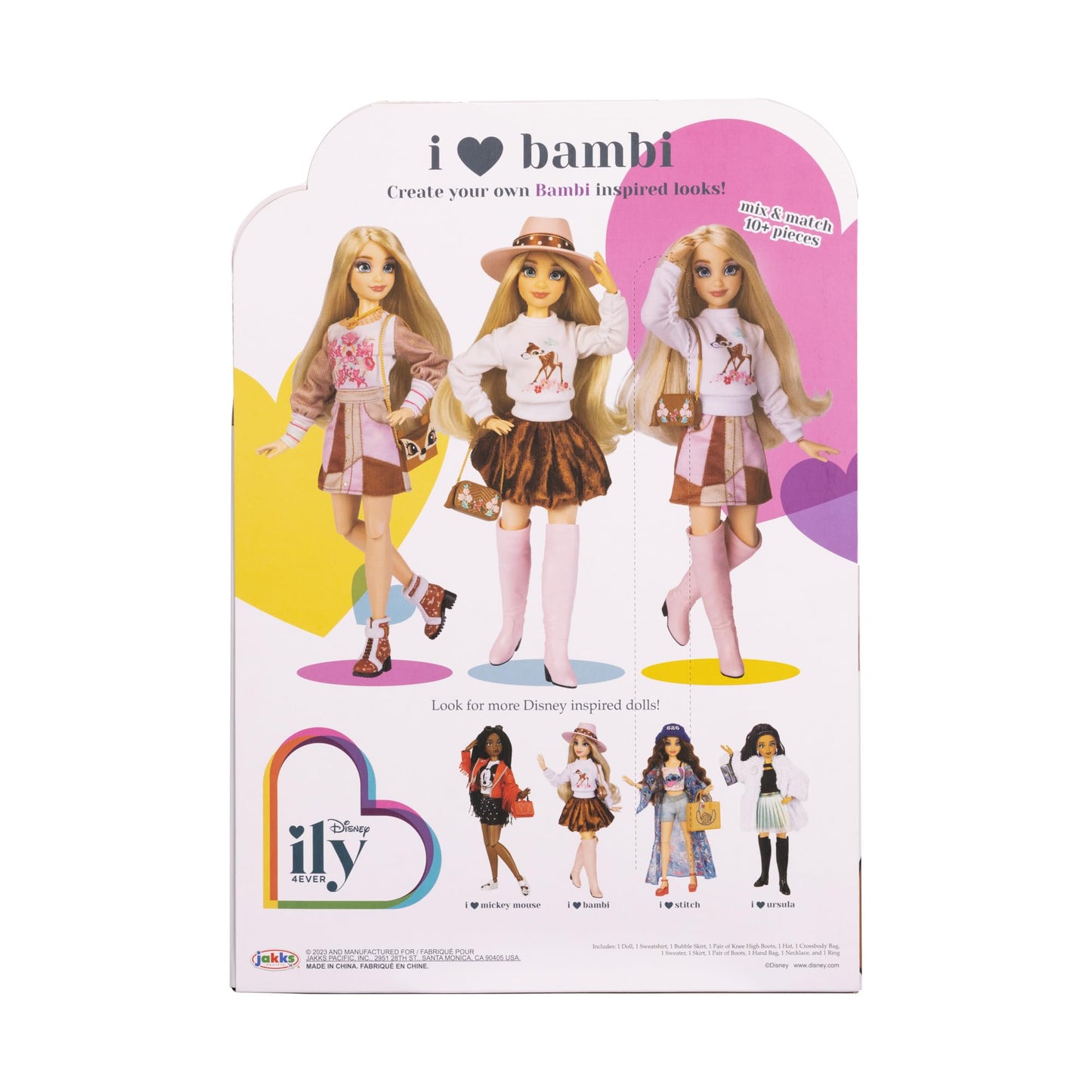 Disney ily 4EVER Dolls Disney 100 - Bambi 11.5" Tall with 13 Points of Articulation, Two Complete Mix-and-Match Outfits and Glittery Mickey Ring for