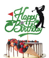 Crseniny Golf Happy Birthday Cake Topper?Golf Ball Player Cake Decorations?Glitter Happy Birthday Cake Topper - Sports Themed Party Decoration