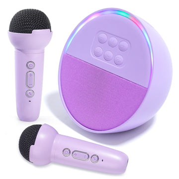 Mini Karaoke Machine for Kids, Portable Bluetooth Speaker with 2 Wireless Microphones, Birthday Gifts Toys for Girls Ages 3, 4, 5, 6, 7, 8, 9, 10+