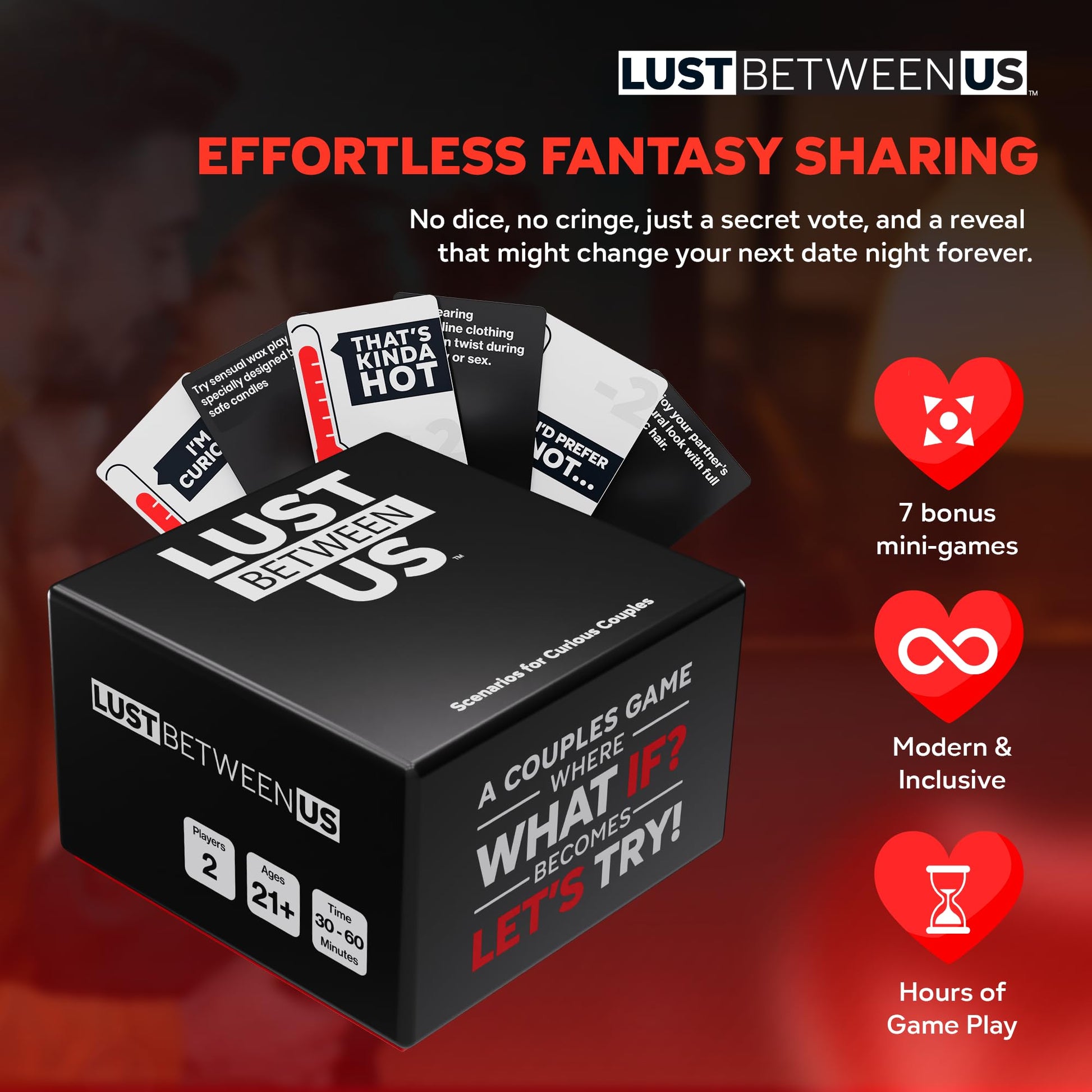 BAD FOXXX Lust Between Us - Couples Game for Adults - 256 Inclusive Conversation Cards with a Secret Voting Twist for Memorable Date Nights