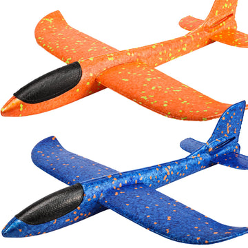 Vyndicca 2 Pack Airplane Toys,17.5" Large Throwing Foam Plane,Foam Airplanes For Kids,2 Flight Mode Glider Plane,Outdoor Sport Toys Birthday Party