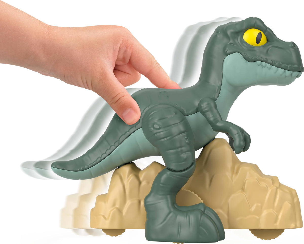 Fisher-Price Imaginext Jurassic World Dinosaur, Tyrannosaurus Rex Push-Toy with Rolling Wheels & Wiggling Motion, 5.5-inch Tall T. rex