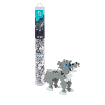Plus-Plus - Construction Building Toy, Mini Maker Tube - 70 Piece - Gray Wolf