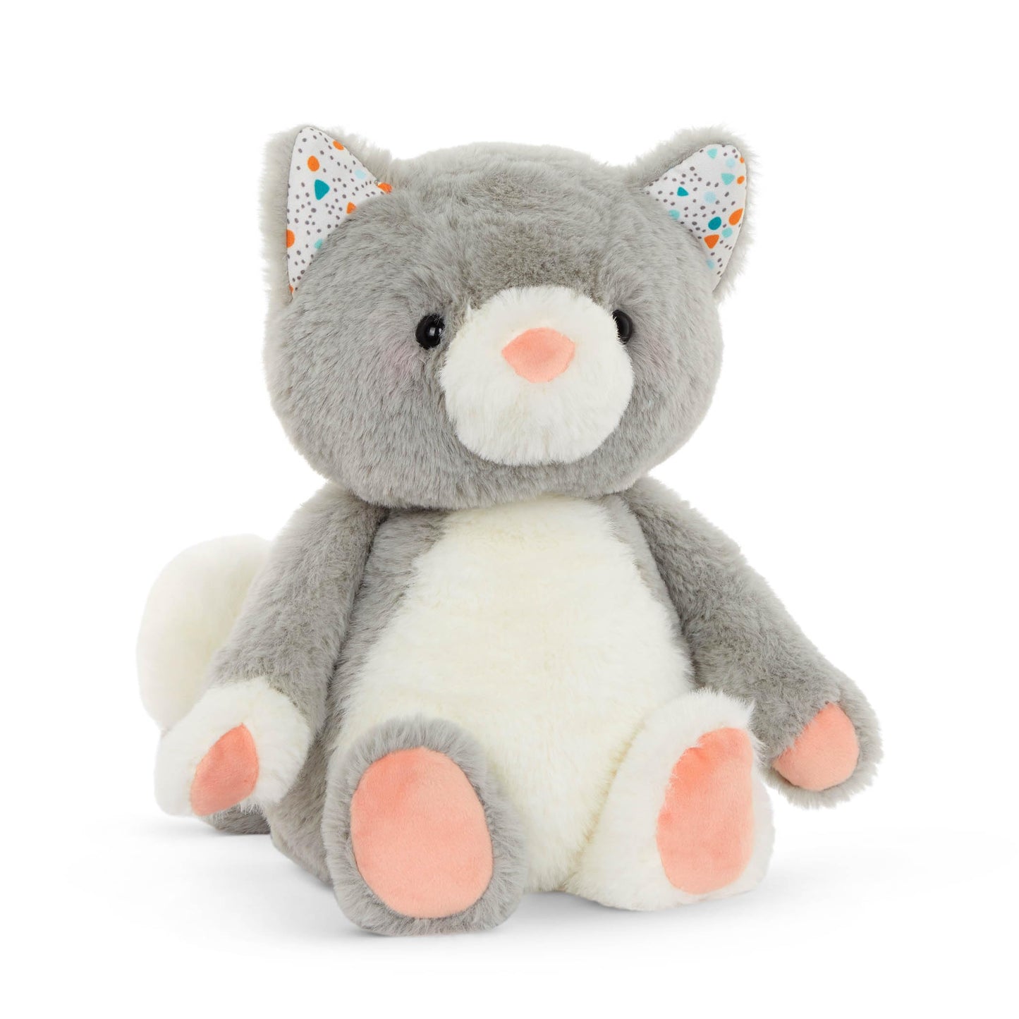 B. toys Cloudy Cosmo Stuffed Animal, Gray & White Washable Cat, Grey Cat