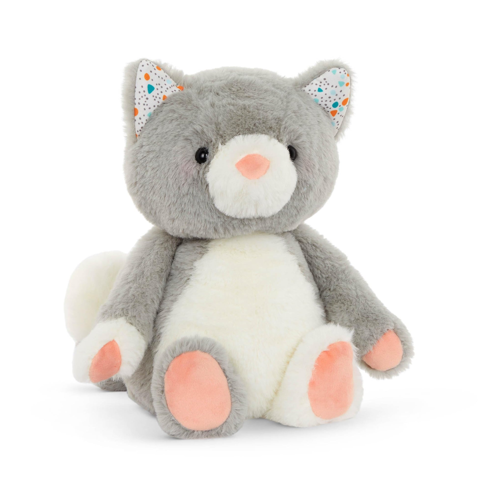 B. toys Cloudy Cosmo Stuffed Animal, Gray & White Washable Cat, Grey Cat