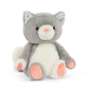 B. toys Cloudy Cosmo Stuffed Animal, Gray & White Washable Cat, Grey Cat