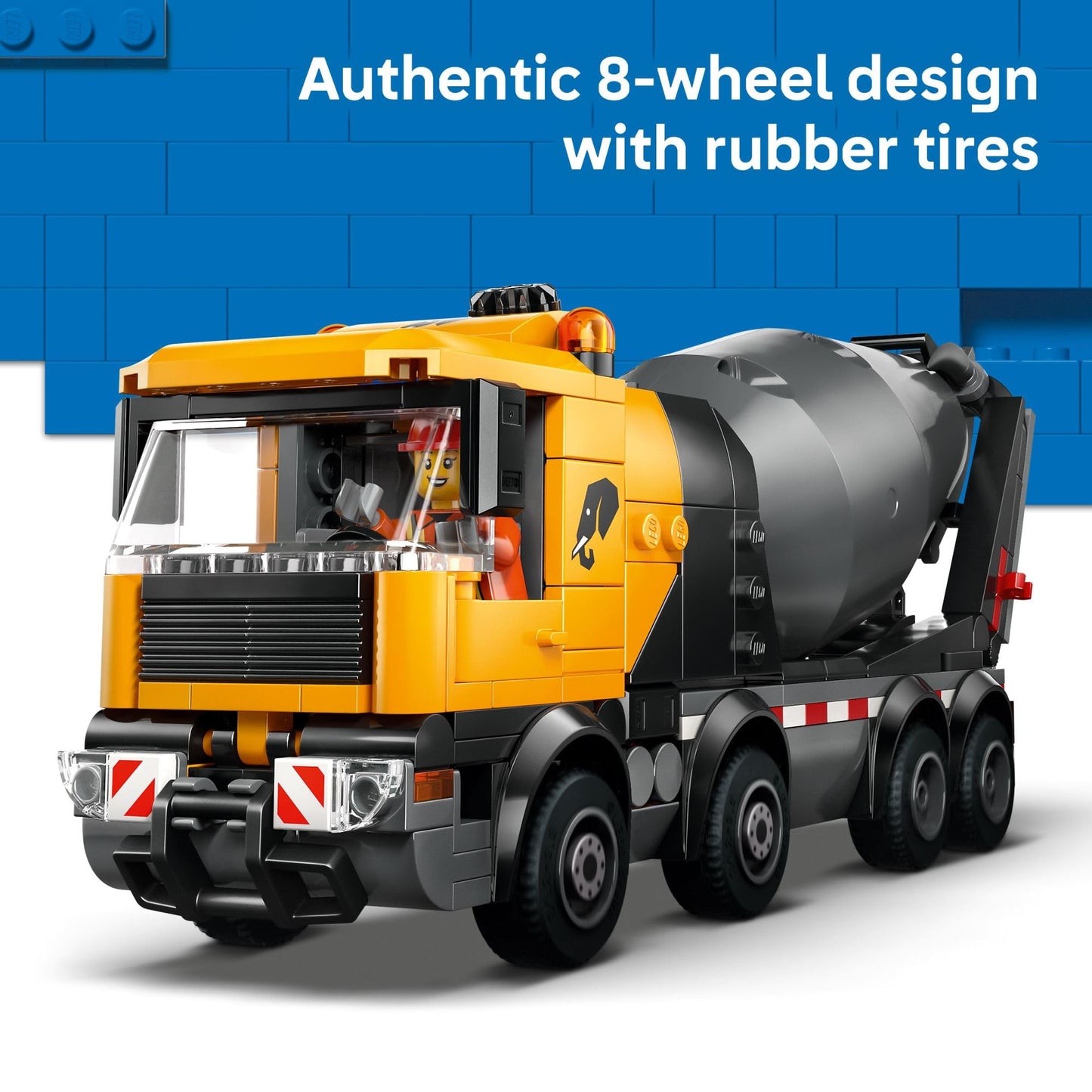 LEGO City Cement Mixer Truck Building Toy for Boys & Girls, Ages 7+ - Pretend Play Construction Toy W/Rotating Drum & 3 Worker Minifigures - Gift Idea