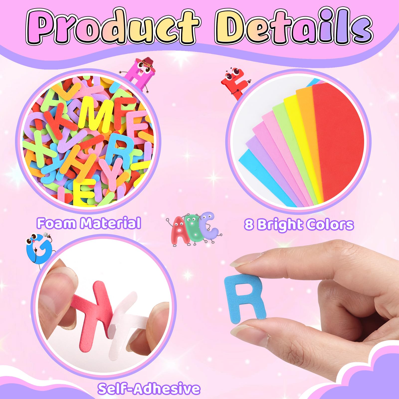 1312 Pcs Foam Letter Stickers, Self-Adhesive EVA Alphabet Stickers Small 1 Inch 3D Foam Letters for DIY Crafts, Scrapbooking, School Projects