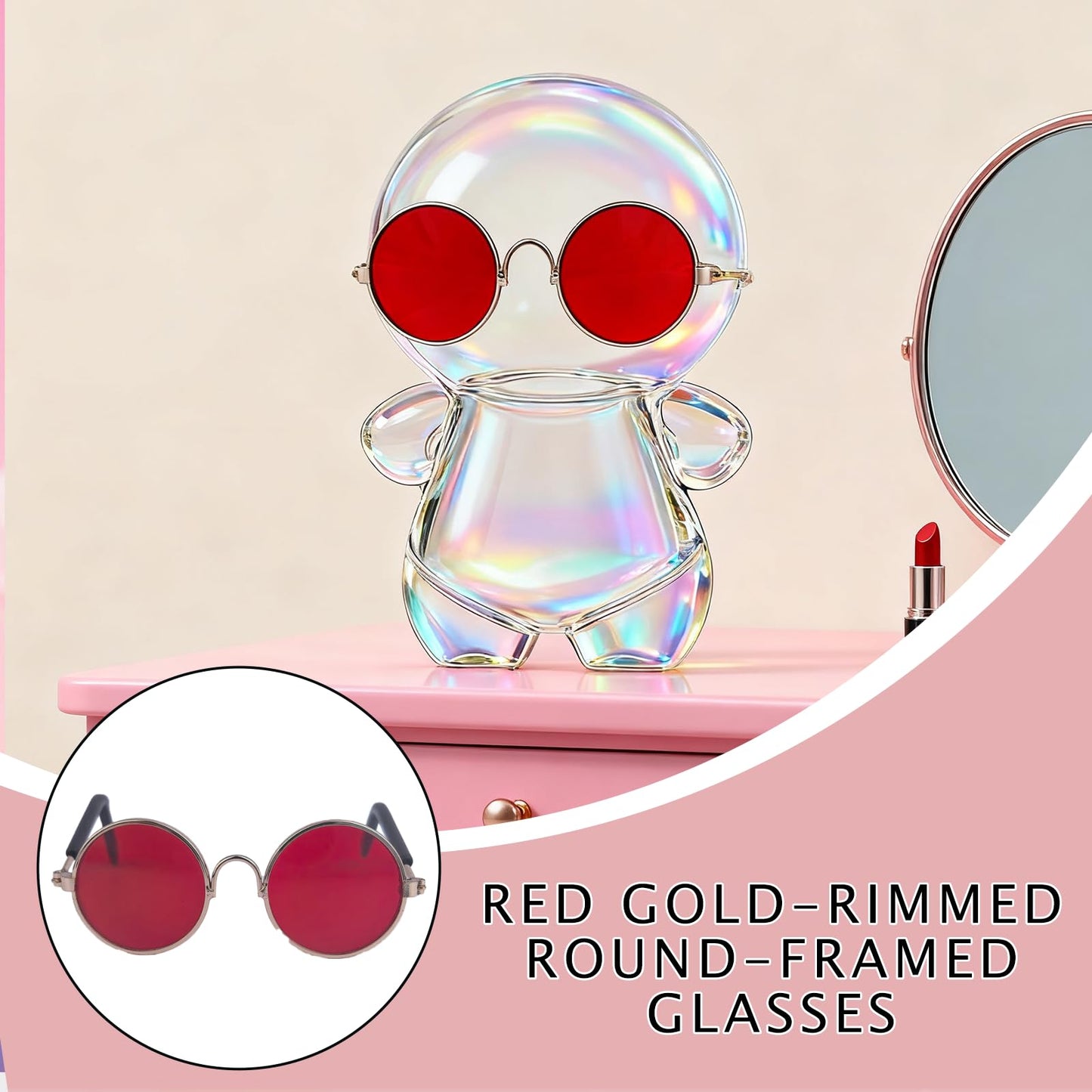 VPDSLABUBU Glasses for 17cm Doll(No Dolls), Set of 4 Mini Glasses for 3.94-6.7 Inch (10-17 cm) Dolls. Suitable Accessories for Many Doll