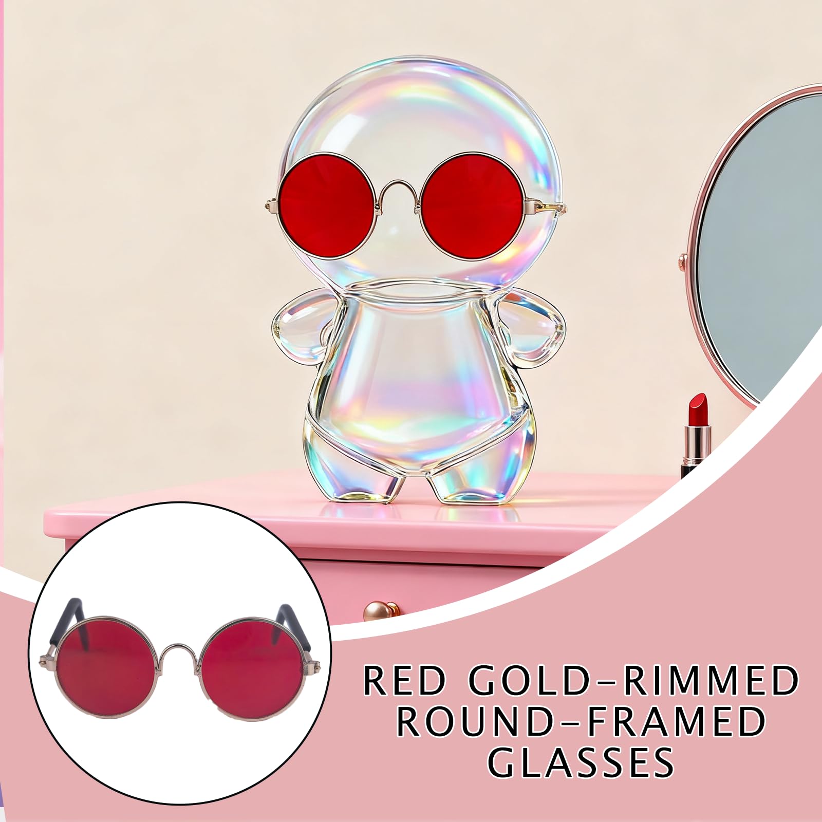 VPDSLABUBU Glasses for 17cm Doll(No Dolls), Set of 4 Mini Glasses for 3.94-6.7 Inch (10-17 cm) Dolls. Suitable Accessories for Many Doll