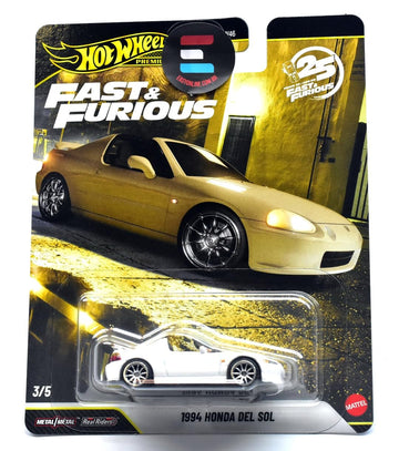 Hot Wheels Fast & Furious Premium Cars 1994 Honda del Sol 1:64 Scale Metal Collectors Vehicle Inspired by Fast & Furious Movie Saga JHW63