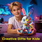 Mechanical Bunny Action Figure Toy Building Set 1377PCS Cyber Style Animal Collection Model Kit Creative Rabbit Toys with Lights&Display Stand Home