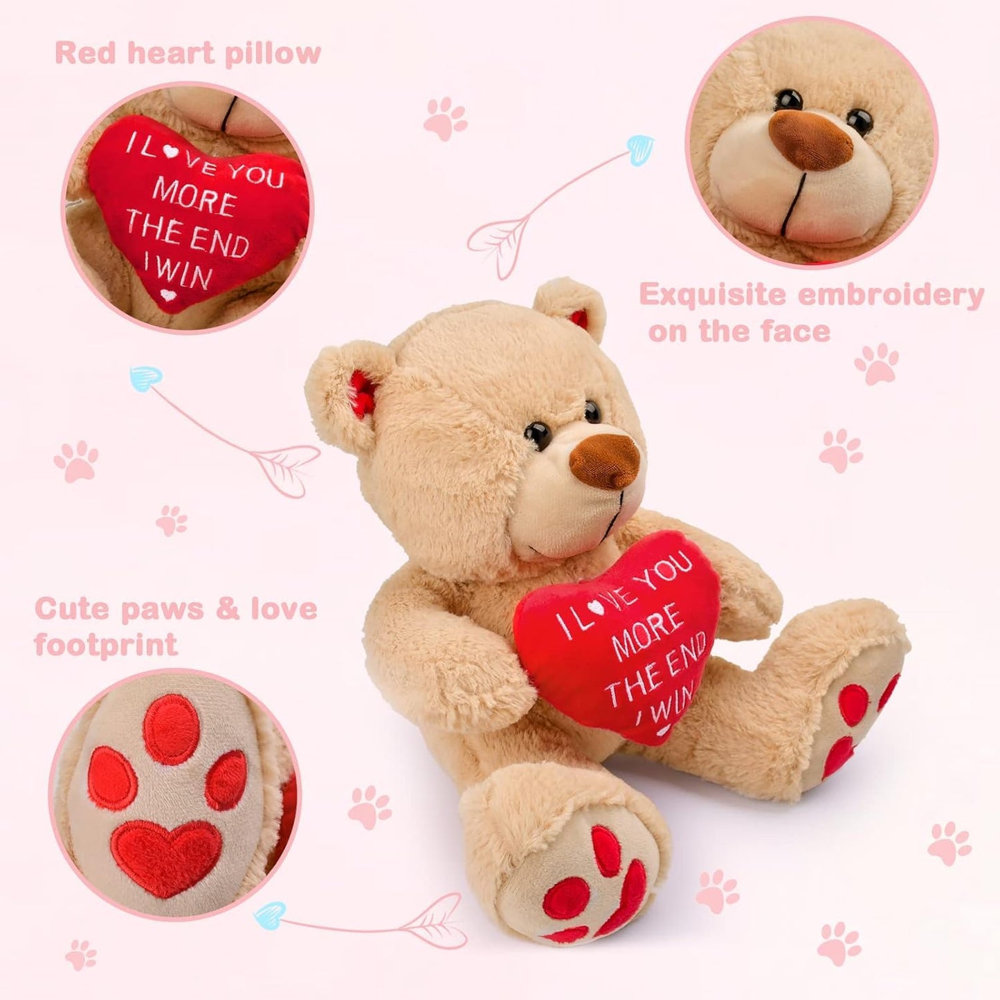 CaseTank Valentines Day Gifts for Her Kids: 10 Inches Teddy Bear Funny Cute Stuffed Animal Plush Present, Valentines Day Birthday Gifts for Him Women