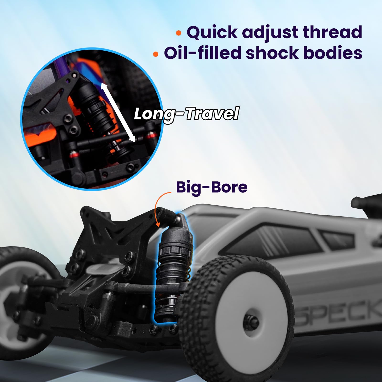 HOBBYPLUS Speck B 1/24 2WD Mini RC Car - RTR RC Buggy, Fast Mini Racing Buggy, Brushless Ready with Oil-Filled Shocks - Indoor Remote Control Car
