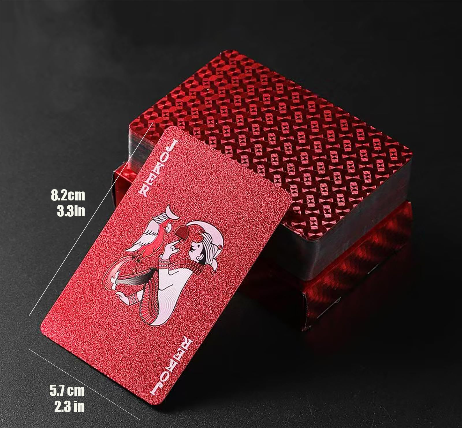 CIBOAN Red Plastic Waterproof Playing Cards, Deck of Cards, Durable Standard Size Poker Deck for Family Game Nights, Travel,Beach & Pool& Outdoor