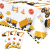 3-Piece 51 x 87 Inch Construction Plastic Tablecloth - Dump Truck and Traffic Sign Design, Disposable Rectangle Table Cover for Boys Birthday, Truck
