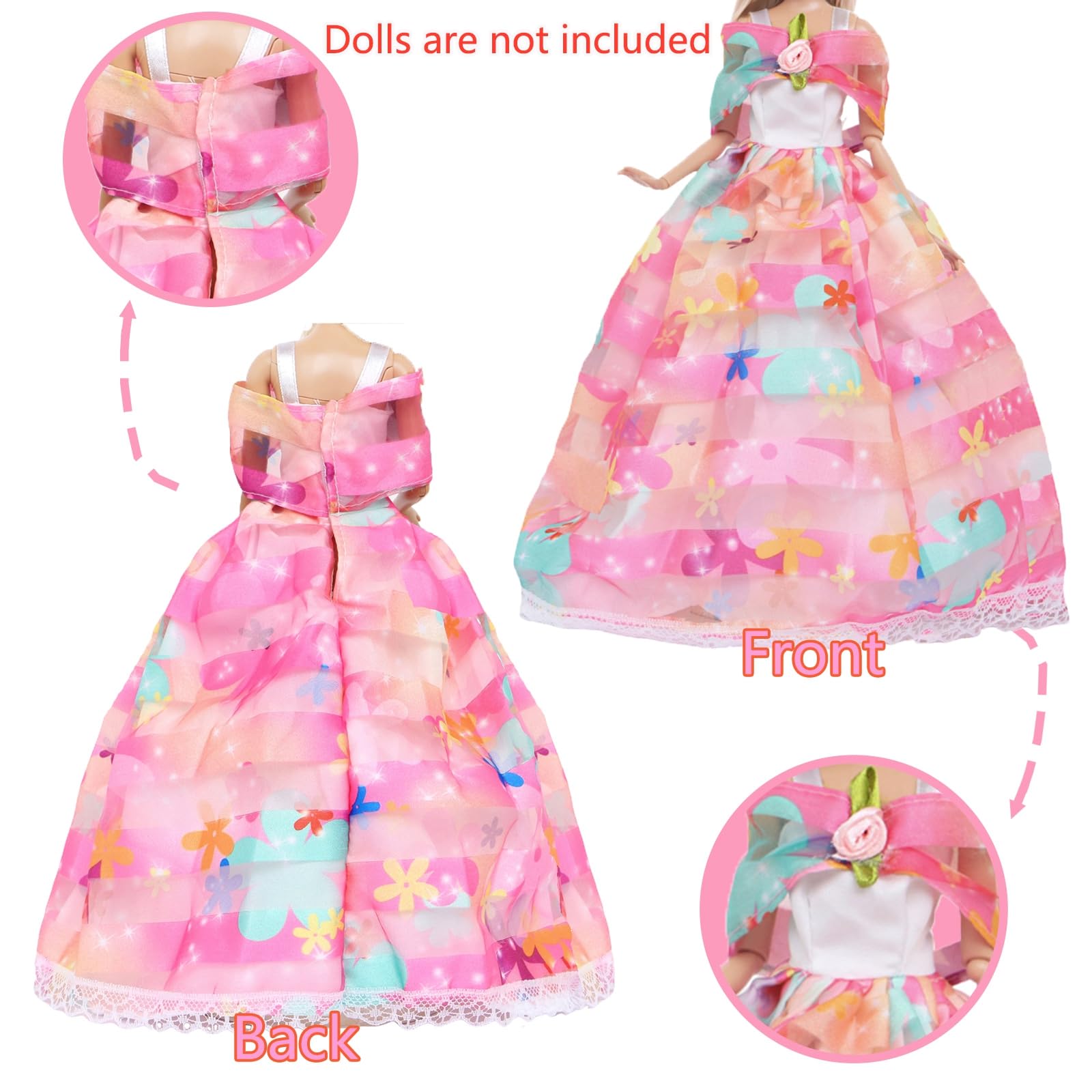 BLIJOLA Gorgeous Doll Wedding Dresses 2 Sets with Veil for 11.5 inch Doll
